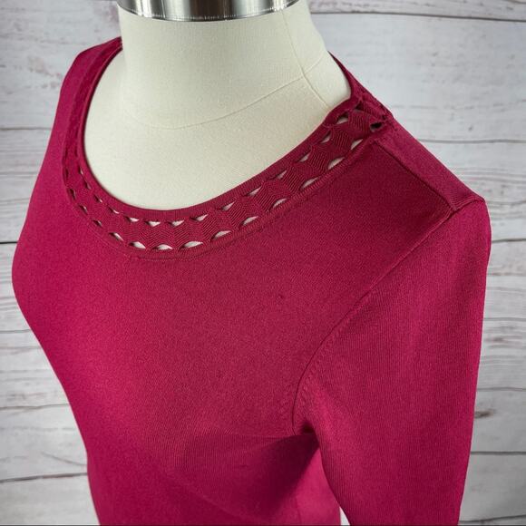 WHBM raspberry color top with unique neckline - Picture 6 of 10